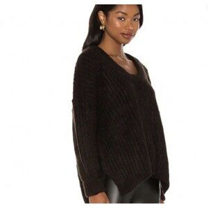 Free People Womens Sweater Blue Bell Scoop Neck Black Knit Oversized Pullover S